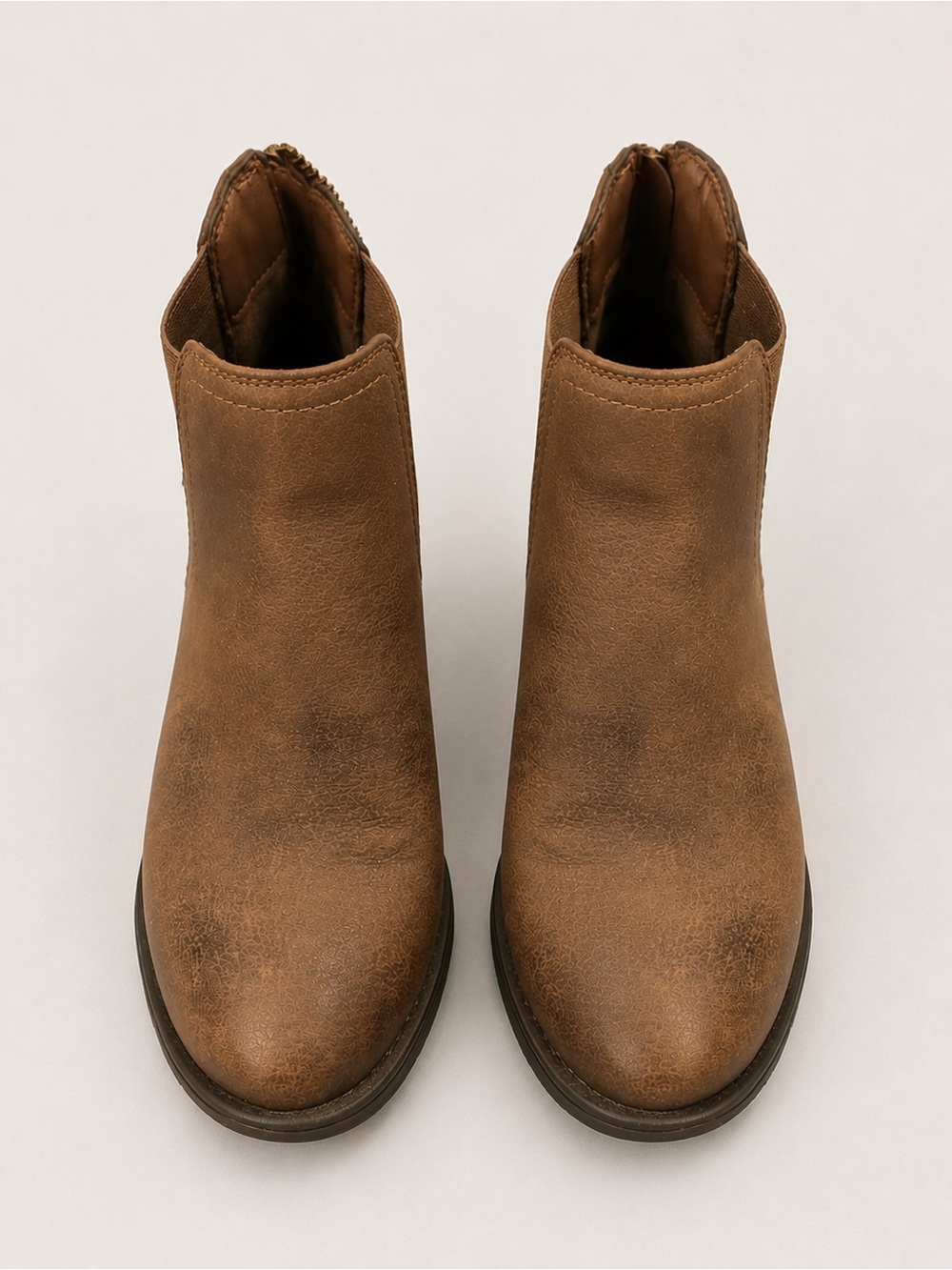 Brown Faux Leather Ankle Boots Size 7
